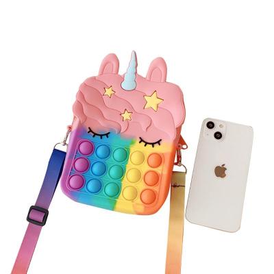 China Other Amazon Hot Sale Unicorn Fidget Bubble Messenger Shoulder Cross - Body Bag Cute Cartoon Kid Large Size Handbags for sale