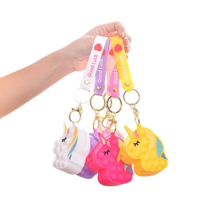 China Decoration Kids Silicone Bubble Wallet Sensory Noise 2021 New Mini Small Silicone Fashion Mini Coin Key Chain Purse for sale