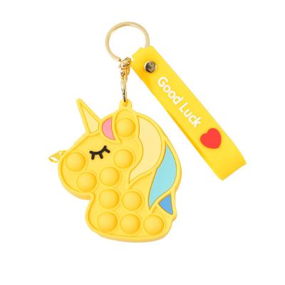 China Decoration Kids Silicone Bubble Wallet Sensory Noise 2021 New Mini Small Silicone Fashion Mini Coin Key Chain Purse for sale