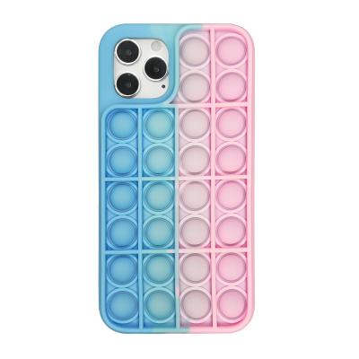 China Shockproof Silicone Relieve Stress Phone Cover Snap Push Bubbles Stirred Toys Phone Case For Iphone for sale