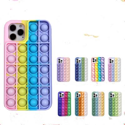 China 2021 Hot Selling Amazon Bubble Anti-drop Toy Phone Case Push It Mobile Phone Toy Bubble Silicone Case for sale