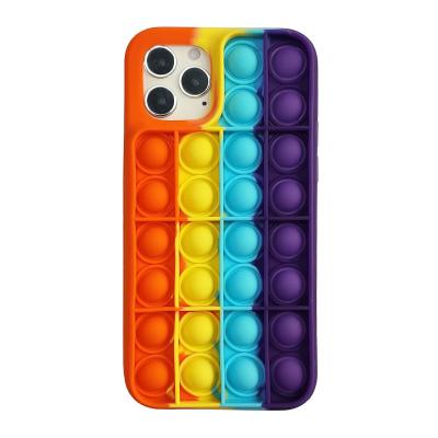 China new Anti-fall fidgety person rainbow toy game push bubble silicone phone case for iphone 11 pro case 12 13 max for sale