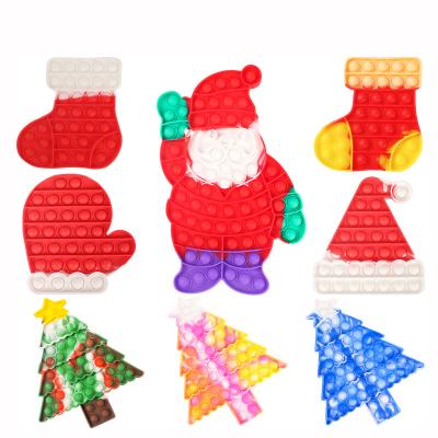 China Silicone Christmas Shape Pushing Bubbles Stir Silicones Educational Decompression or Stress Reliever Sensory Busy Person Toys Gift for Kids for sale