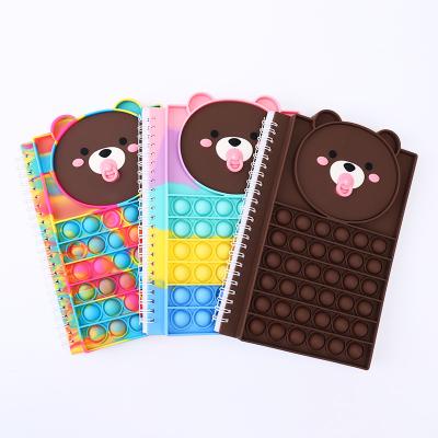 China Cute Limit Notebook Silicone Bear Cover Stress Relief Rainbow Push Bubble Anti-stress Snap Notebook Journals for sale