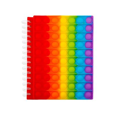 China Limit notebook wholesale Amazon popular silicone doll colorful sensory cover kids school pops bubble push fidgety notebook for sale