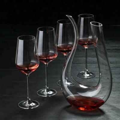 China Viable Bulk Wine Gift Crystal Handmade Wine Goblet Glass Aerator Decanter Set Of 5 for sale