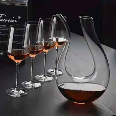 China Crystal Red Wine Glassware Modern Set of Five 1 Piece Wine Decanter 4 Piece Glass Goblets for sale