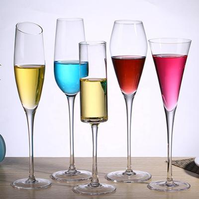 China Hand Made Mouth Crystal Champagne Flute Glass Lead Free Swollen Tableware Factory Price 280ml for sale