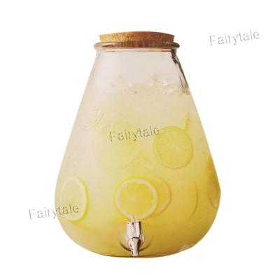 China Beverage Dispenser Morden 10 Liters Oversized Cork Glass Beverage Barrel Juice Jar With Tap for sale