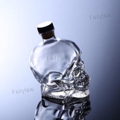 China Halloween Wholesaler Novelty Skull Water Coffee Sprite Scary Wine Bottle Empty Gin Glass Bottles For Sale for sale