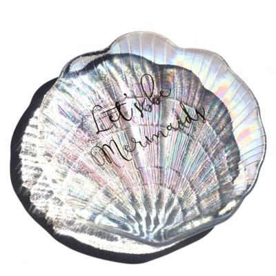 China Viable Shell Shaped Glass Plate Charger Shell Dinner Plates Sea Shell for sale