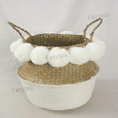 China Sustainable Plant Decoration Woven Folding Basket Of Artificial Flower Basket Pompoms Vegetable Plankton for sale