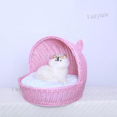 China Willow Wicker Cat Bed PP Rattan Sustainable Plastic Dog And Cat Bed for sale