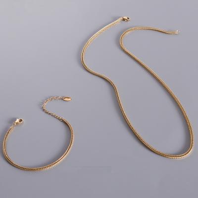 China Wholesale TRENDY Hip Hop Punk 18k Gold Plated Stainless Steel Link Chain Necklace Jewelry Set For Women for sale