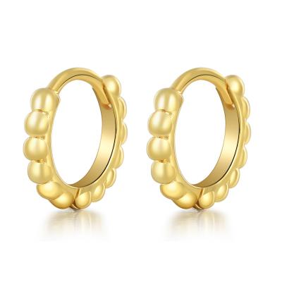 China FASHIONABLE Luxury Minimalist Gold Filled 925 Sterling Silver Hoop Beaded Earrings for sale