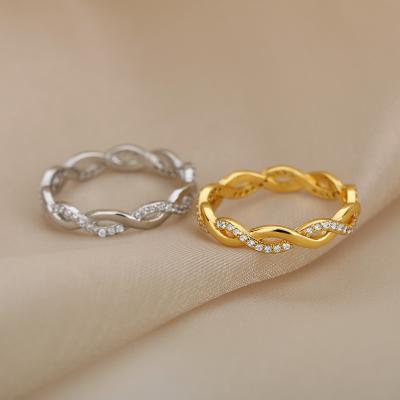 China FASHIONABLE New Design Elegant Gold Plated Ring Simple Temperament Zircon Diamond Infinity Ring For Women for sale