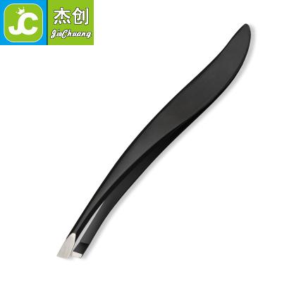 China High Quality Anti-static Black Oblique Eyebrow Stainless Steel Eyebrow Tweezers Slant Mouth Eyebrow Tweezers for sale