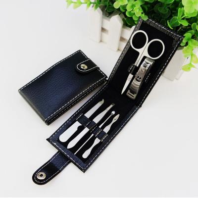 China Wholesale Manicure Set 6 PCS Personal Beauty Personal Care PU Case Stainless Steel Nail Clipper Personal Clean Set for sale