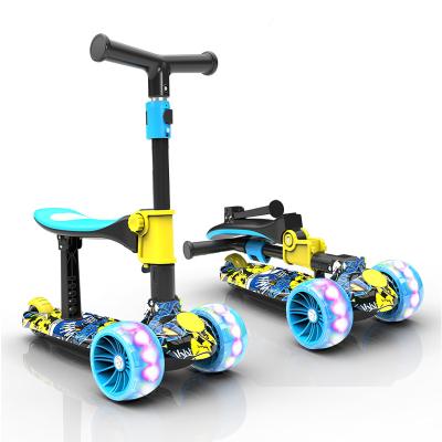 China PU Flashing Wheels 2-in-1 Kick Scooter With Removable Price Cheap Price 3 Wheel Seat PU Flashing Wheels for sale