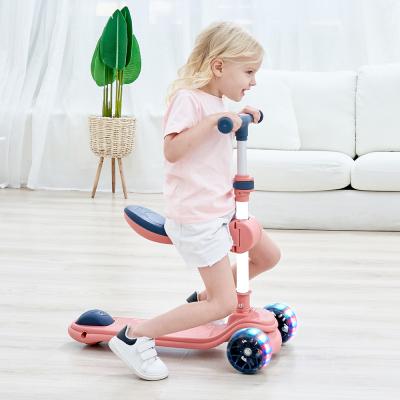 China Child New Design 2 In 1 Tricycle 3 Wide Wheel Kids Kick Scooter With Removable Seat for sale