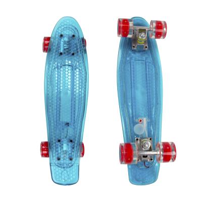 China 22 Inch Kid's Plastic LED Deck Mini Fish Board Cruiser Skateboard With Big LED Wheel for sale