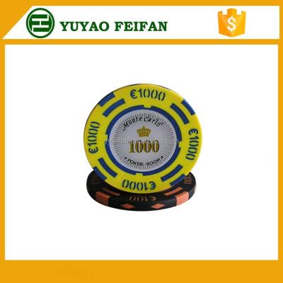 China Copper Clay Style Round Number Stickers Poker Chips Chips Inlay Clay Poker Chips for sale