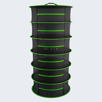 China Easily Assembled 6 Layer Mesh Hanging Herb Drying Rack Dry Net With Green Zippers for sale