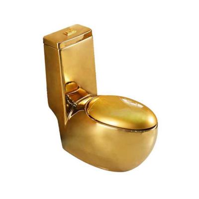 China Ceramic Golden Oval Toilet Floor Standing Double-Flow Commode Toilet for sale