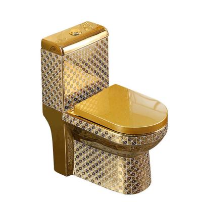 China New Style Art Golden Toilet Luxury Golden Modern European Toilet Bowls for sale