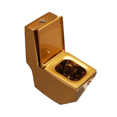 China Gold Double-flush Down Wash Bowl One Piece Floor Standing Toilet for sale