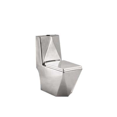 China Double-flow European Style Bathroom Toilet Set Luxury Ceramic Silver Color Toilet Bowl for sale