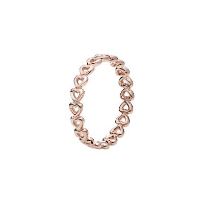 China Romantic PAN 14k Rose Gold-Plated Band of Hearts ring pan-stern for sale