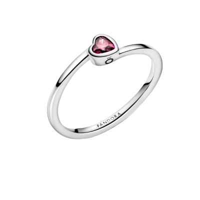 China Romantic Ring of PAN Red Tilted Heart Solitaire pan-severe for sale