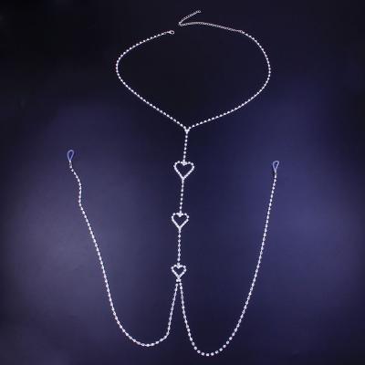 China Simple CLASSIC Fashion Water Body Chain Diamond Heart Chest Chain Sexy for sale