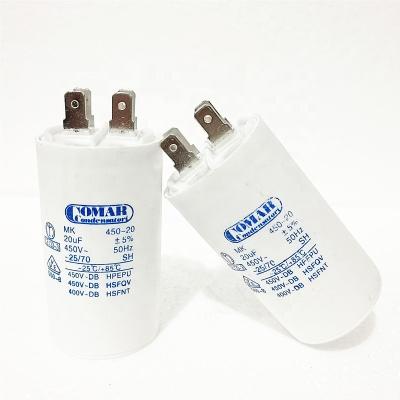 China CBB60 gasket washing machine running capacitor 2uf 5uf 10uf 15uf 20uf 30uf 35uf for sale