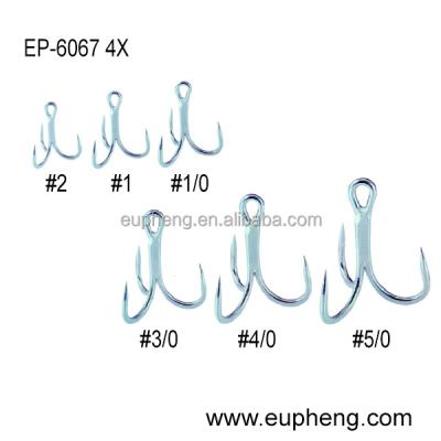 China EP-6067 4X Wholesale High Carbon Steel Treble Barbless Treble Hook for sale