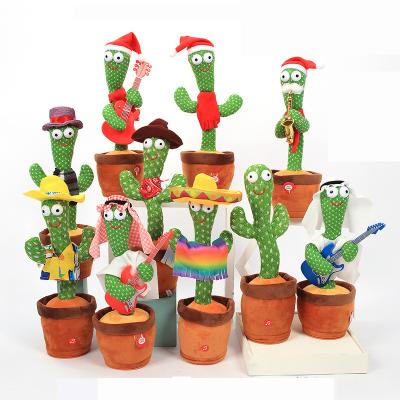 China Hot Selling Funny Plush Wiggle Doll Talk Singing Plush Toy Musical Recording Toy Dancing Cactus for sale