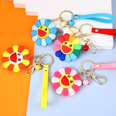 China Creative Cute Colorful Hanging Car Satchel Car Key Chain Wholesale PVC Sun Flower PVC Key Chain Key Chain for sale