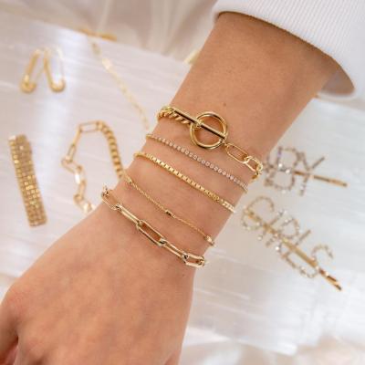 China CLASSIC Trendy Jewelry 5pcs/set Alloy Multi Layers Chain Bracelet Bangle Set For Women Jewelry Gifts for sale