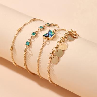 China Simple Jewelry CLASSIC Diamond Butterfly Butterfly Element Bracelet 4 Pieces Set Multilayer Bracelet for sale