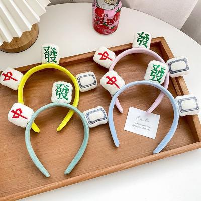 China 2022 New Funny Fashion Hair Accessories Girl Headband Makeup Hair Band Party Mahjong Headband for sale