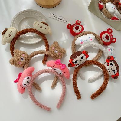 China Fashion Personalized Cute Soft Hair Band Plush Cartoon Bear Girl Hair Accessory Animal Headband for sale