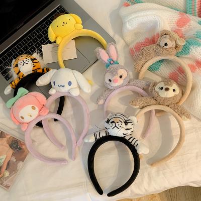 China Wholesale Fashion Cartoon Headband Dog Tiger Bear Doll Headband Girl Cute Makeup Plush Headband for sale