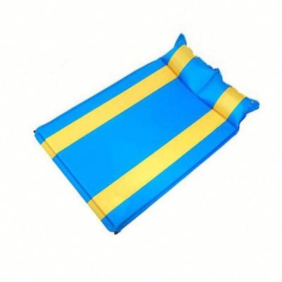 China Self Inflating Waterproof Self Inflating Sleeping Foam Double Mat With Attached Inflatable Pillow for sale