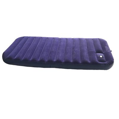 China Ultralight High Quality PVC Flocking Inflatable Air Pad With Built In Foot Pump for sale