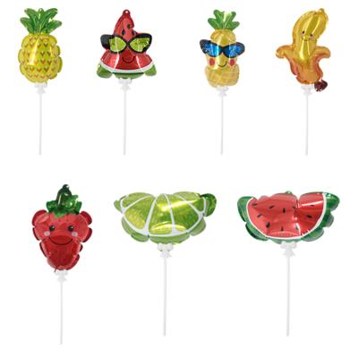 China Decoration Self Inflating Mini Fruits Balloon With Stick Decoration Nylon Self Inflatable Balloon for sale