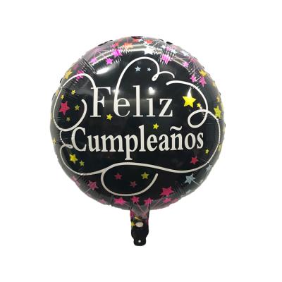 China Advertising Toy Golobs Spanish Balloon 18 inch Feliz Spanish Round Cumpleanos Foil Balloon For Birthday Party Decoration for sale