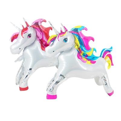 China Gift Toy New 3D Rainbow Horse Unicorn Aluminum Film Balloon Cartoon Shape Unicorn Animal Balloon For Kids Play Birthday Party Decoration for sale