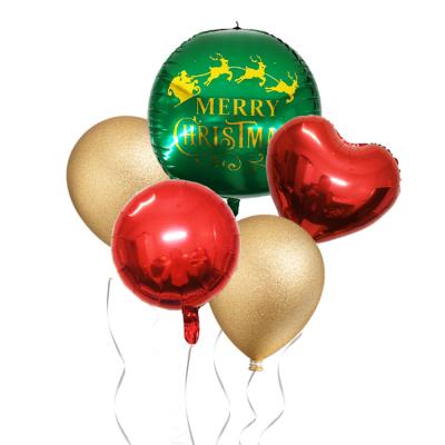 China Hot Toy Amazon Gift Round 4d Foil Balloon 22 Inch Colorful Circle Foil Balloon For Party Merry Christmas Decor for sale