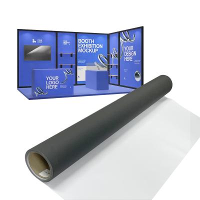 China 100% polyesterstof Canvas 260gm Zwarte achterkant Blockout Voor reclame tentoonstelling Te koop